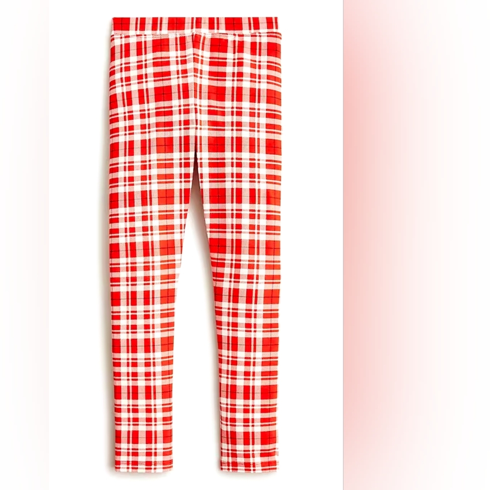 Crewcuts girls plaid leggings, 12, red/ white